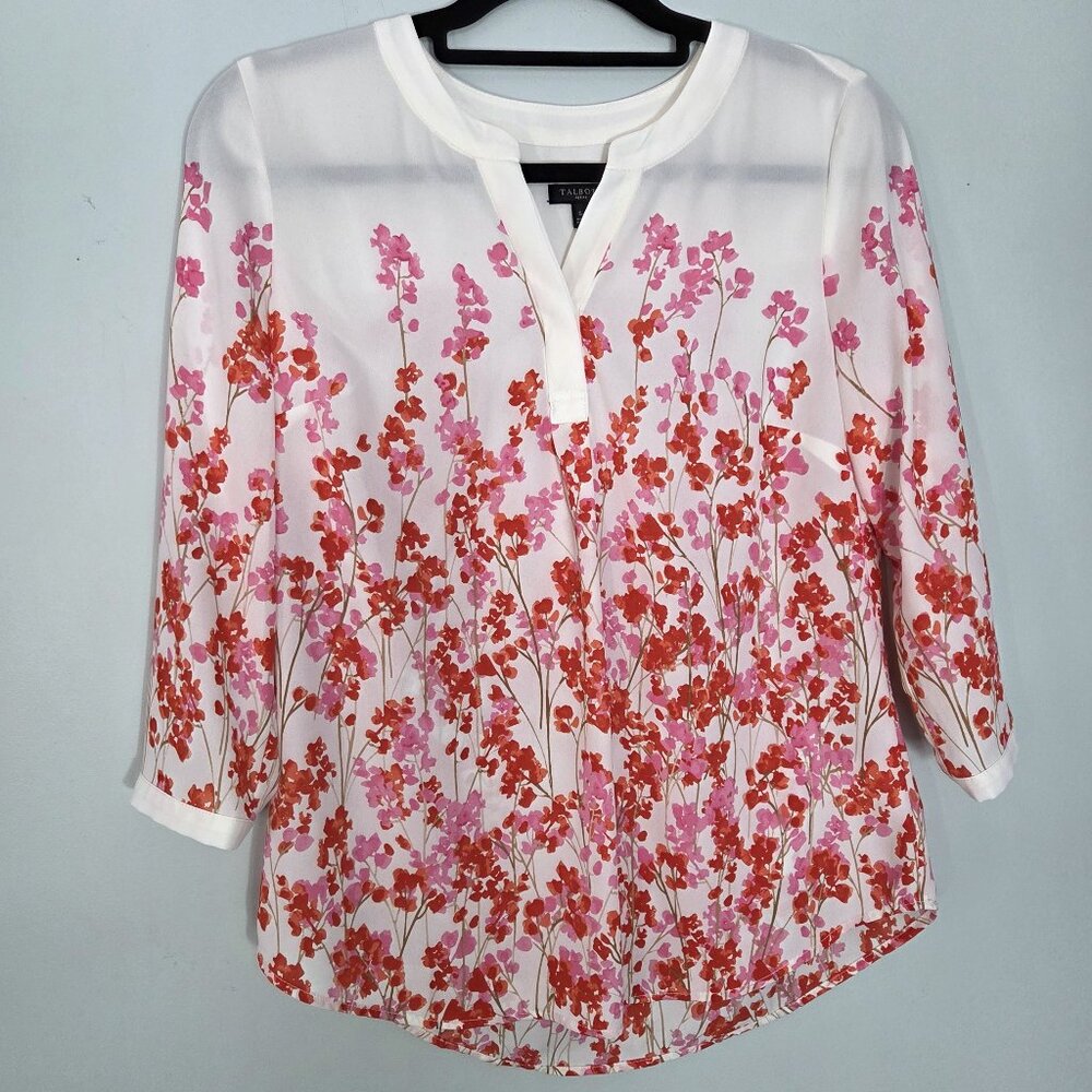 NWOT Talbots Pink Floral Tunic Top 3/4 Sleeves Size SP